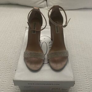 Steve Madden Nude Heels with Rhinestone Accents